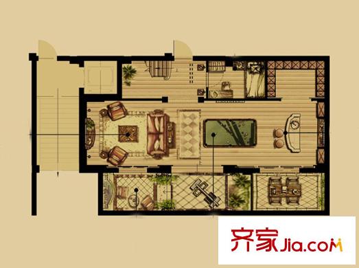 恒威君瀾上府戶型圖花園城堡B1戶型地下室 5室2廳3衛(wèi)1廚