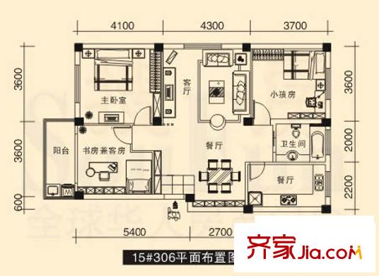 泰河康園戶型圖戶型圖 3室2廳1衛(wèi)1廚
