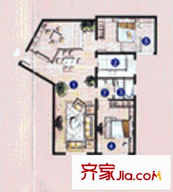 聯(lián)豐紅樓戶型圖3室2廳1衛(wèi)1廚