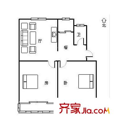 銀海苑 2室2廳1衛(wèi)1廚 戶型圖 