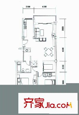 麗都名邸戶型圖2室2廳1衛(wèi)1廚