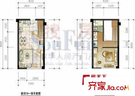 海悅國際公寓戶型圖戶型圖 1室1廳1衛(wèi)1廚