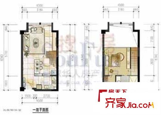 海悅國際公寓戶型圖戶型圖 2室1廳1衛(wèi)1廚