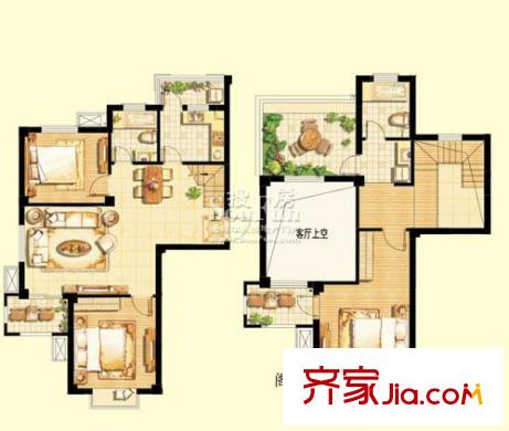派舍提香戶型圖二期戶型圖 3室2廳2衛(wèi)1廚