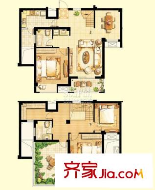 派舍提香戶型圖二期戶型圖 3室2廳2衛(wèi)1廚