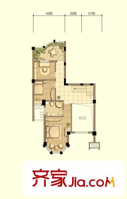駱城芳洲4#樓標(biāo)準(zhǔn)層H-02上層戶型圖 3室1衛(wèi)