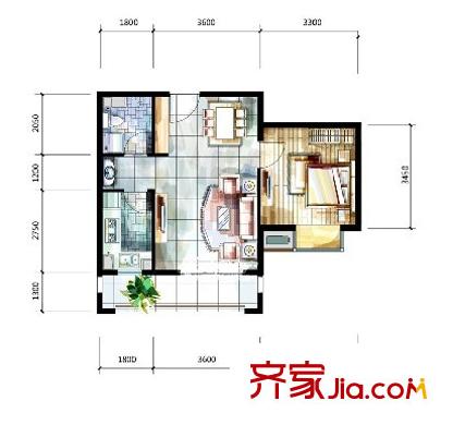 山清軒戶(hù)型圖1室1廳 1室1廳1衛(wèi)1廚