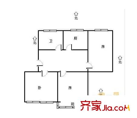 柳汀花苑戶型圖三室一廳 3室1廳1衛(wèi)1廚