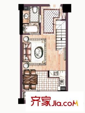 博府麗景灣 2室2廳1衛(wèi)1廚 戶型圖