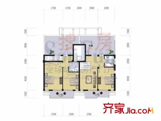 日湖家園戶型圖E1、F1型 2室2廳1衛(wèi)1廚