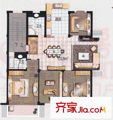 興業(yè)城市嘉苑戶型圖4室2廳2衛(wèi)