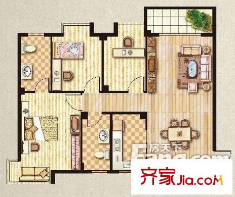 牡丹小區(qū)三室一廳兩衛(wèi)