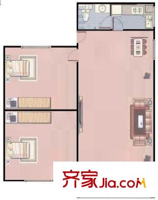 广轻设计院宿舍户型图2室1厅 户型图 2室1厅1卫1厨