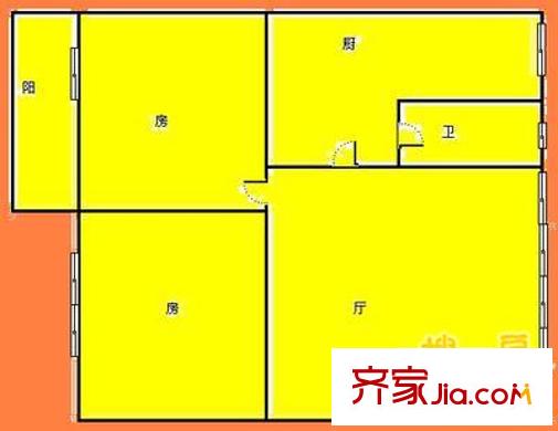 广轻设计院宿舍户型图2室1厅 户型图 2室1厅1卫1厨