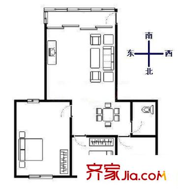 广工大院户型图2室2厅户型图 2室2厅1卫1厨