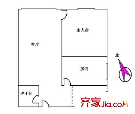 天胜村户型图2室1厅户型图 2室1厅1卫1厨