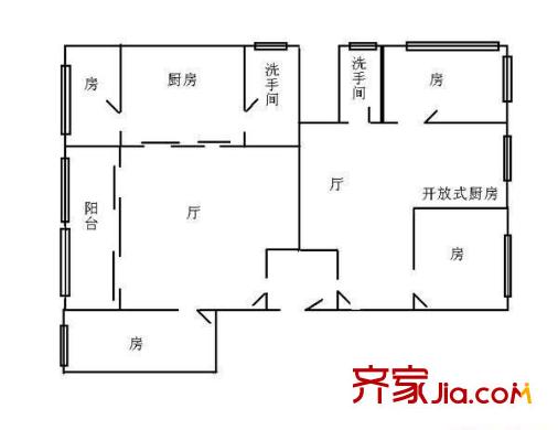 天胜村户型图4室2厅户型图 4室2厅2卫2厨