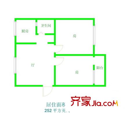 达道路大院户型图2室1厅户型图 2室1厅1卫1厨