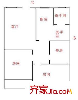 达道路大院户型图3室1厅户型图 3室1厅2卫1厨