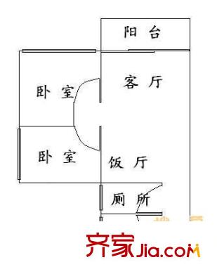 麓景路大院户型图2室2厅户型图 2室2厅1卫1厨