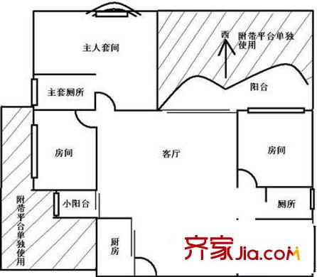 东越雅居户型图4室2厅户型图 4室2厅2卫1厨