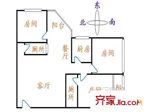 乐居苑户型图3室2厅户型图 3室2厅2卫1厨