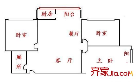 白云路小区 3室 户型图
