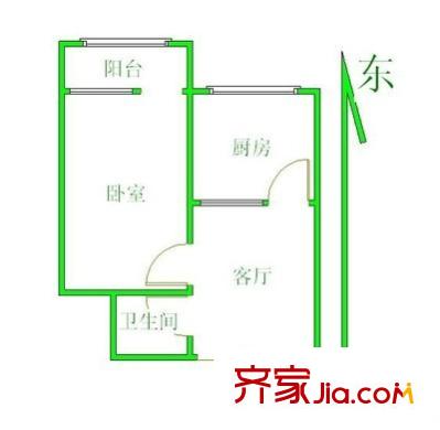 白云路小区一室户型图
