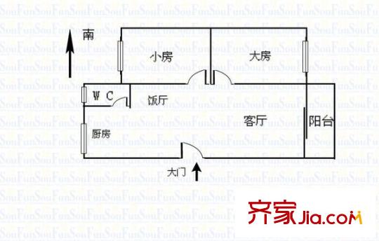 犀牛路小区户型图2室2厅 户型图 2室2厅1卫1厨