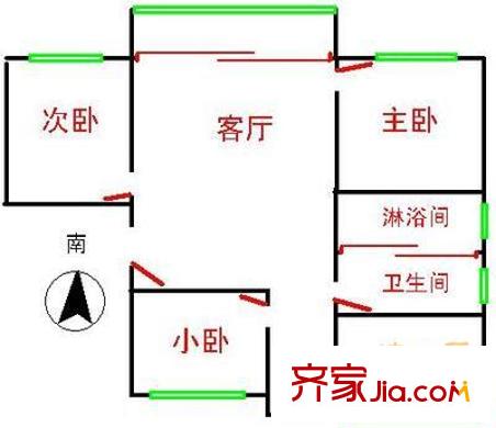 犀牛路小区户型图3室1厅 户型图 3室1厅2卫1厨