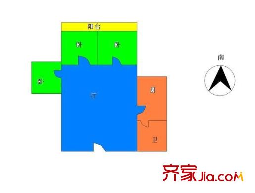 金迪大厦 3室 户型图
