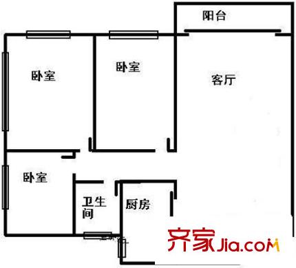 海月街小区户型图3室2厅 户型图 3室2厅1卫1厨