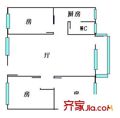 国龙大厦户型图3室1厅户型图 3室1厅1卫1厨