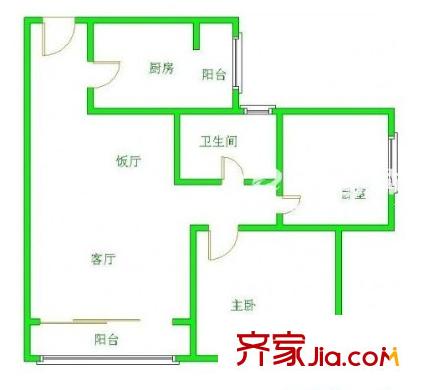 龙湖大厦户型图2室2厅户型图 2室2厅1卫1厨