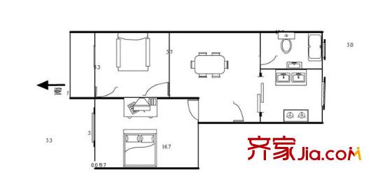 聯(lián)豐三鼎坊 1室1廳1衛(wèi)1廚 戶型圖
