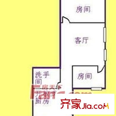 濠畔街大院户型图2室1厅 户型图 2室1厅1卫1厨