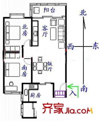 永胜华庭户型图2室2厅户型图 2室2厅1卫1厨