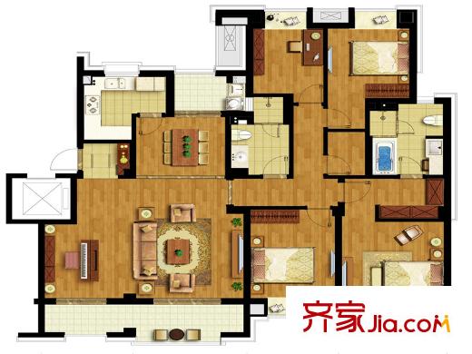 萬科云鷺灣悅湖175平戶型 3室2廳2衛(wèi)1廚