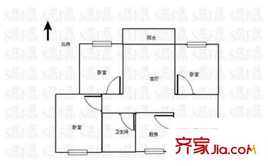 佳地华苑大厦户型图佳地华苑 4室 户型图 4室2厅1卫1厨