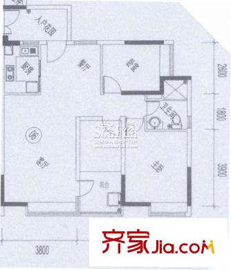 兰亭熙园户型图B栋06单元 3室2厅1卫1厨