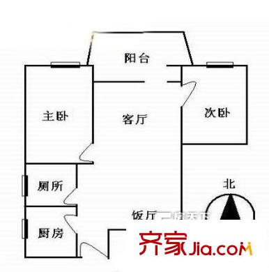 天盛大厦户型图2室2厅户型图 2室2厅1卫1厨