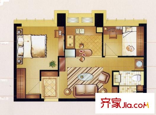 蘇豪愛居 2室2廳1衛(wèi)1廚 戶型圖