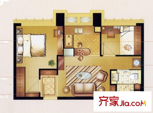 蘇豪愛居 2室1廳1衛(wèi)1廚 戶型圖