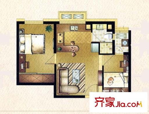 蘇豪愛居 2室1廳1衛(wèi)1廚 戶型圖