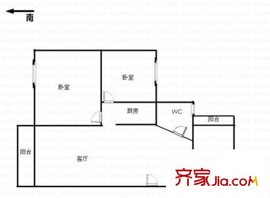 嘉银华庭户型图3室1厅户型图 3室1厅1卫1厨