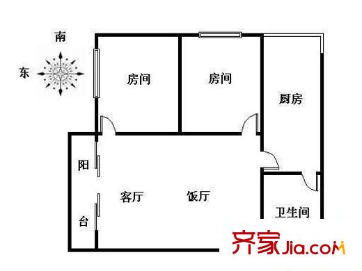 辉煌大厦户型图2室2厅户型图 2室2厅1卫1厨