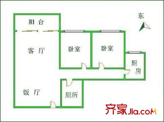 嘉银华庭户型图2室2厅户型图 2室2厅1卫1厨