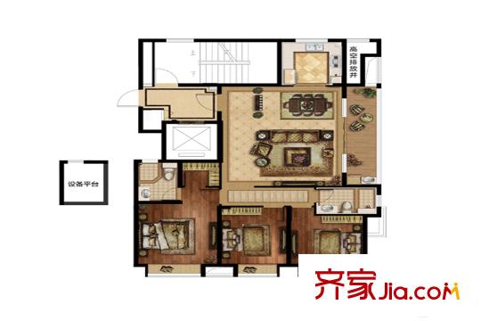 金地悅江來B1戶型 3室2廳2衛(wèi)1廚