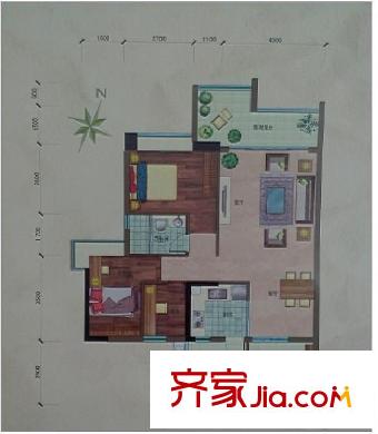 阳光桃源户型图2室2厅户型图 2室2厅1卫1厨