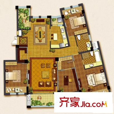 布利杰城南公館 4室2廳2衛(wèi)1廚 戶型圖